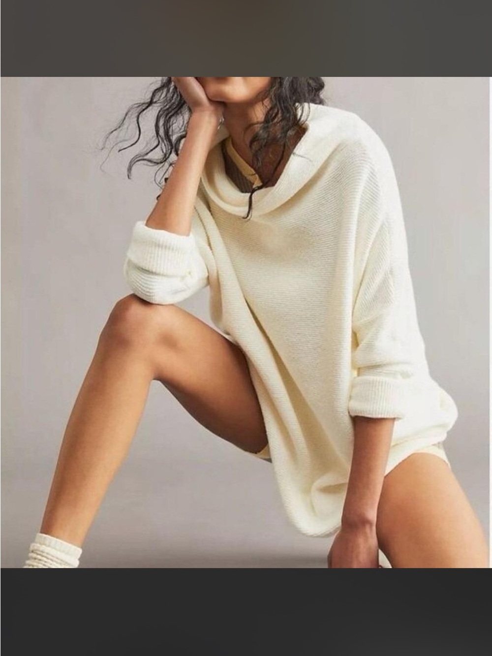Free People Cream Cowl-Neck Women's Sweater